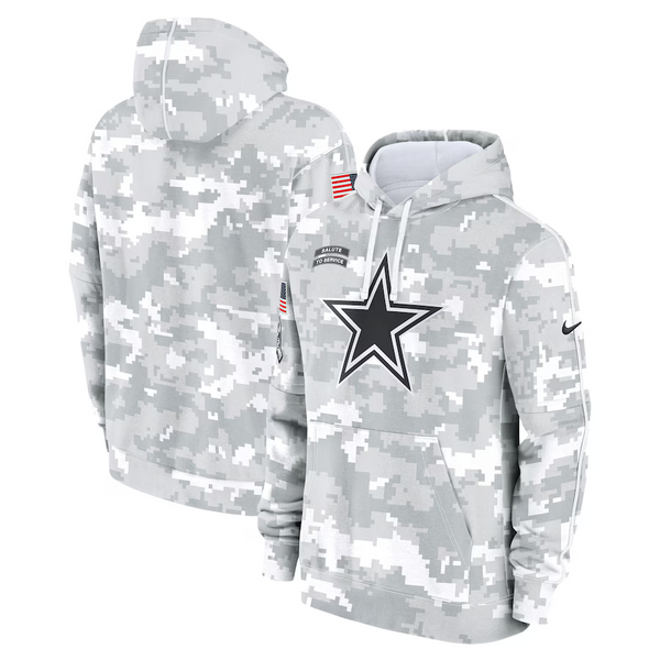 Men's Dallas Cowboys Arctic Camo 2024 Salute to Service Club Fleece Pullover Hoodie