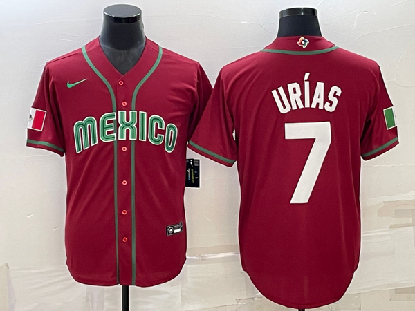 Men's 2023 World Baseball Classic #7 Julio Urias Mexico Red Jersey