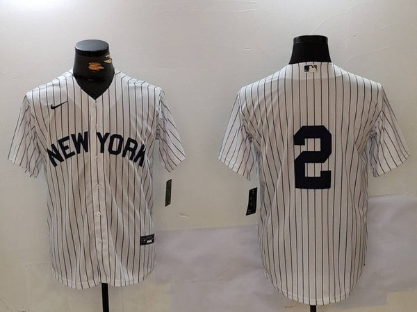 Men's New York Yankees Derek Jeter #2 White Player Name Jersey