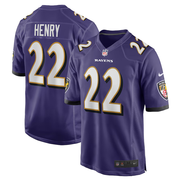 Men's Baltimore Ravens Derrick Henry #22 Purple Game Player Jersey