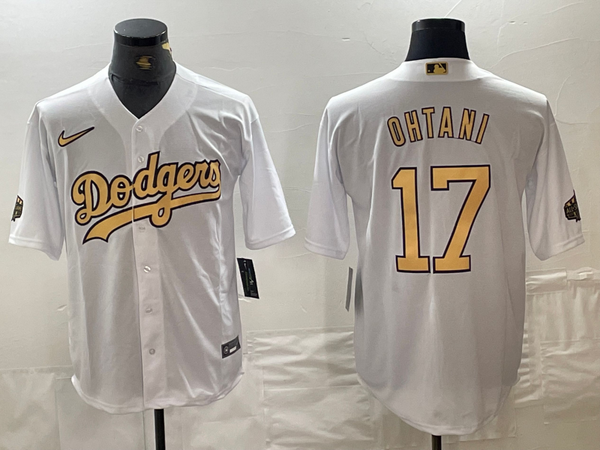 Men's Los Angeles Dodgers #17 Shohei Ohtani White Replica Player Jersey