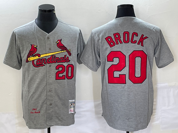 Men's St. Louis Cardinals Lou Brock #20 Gray Cooperstown Collection Player Jersey