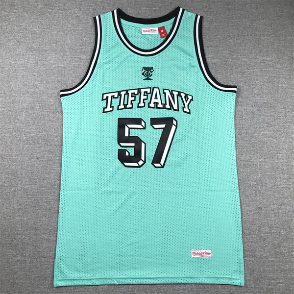 Men's Tiffany & Co #57 Mitchell & Ness Teal Basketball Jersey