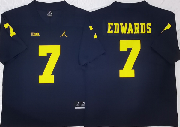 Men's Michigan Wolverines Donovan Edwards #7 Navy Player Game Jersey