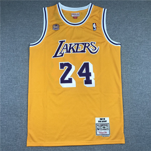 Men's Los Angeles Lakers Kobe Bryant #24 Gold 2007-08 Hardwood Classics Authentic Player Jersey