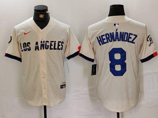 Men's Los Angeles Dodgers Enrique Hernandez #8 Cream 2024 City Connect Limited Player Jersey