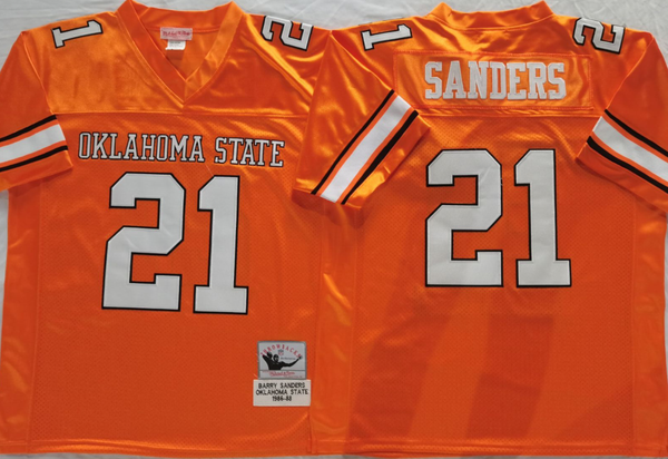 Men's Oklahoma State Cowboys Barry Sanders #21 Orange Player Game Jersey