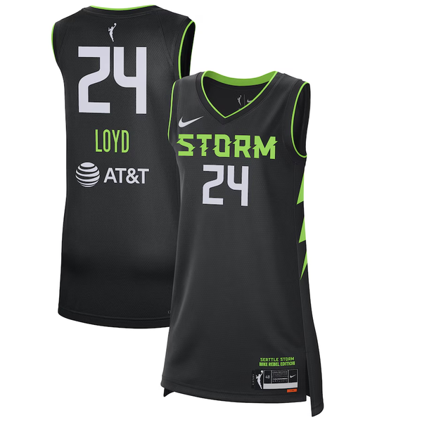 Men's Seattle Storm Jewell Loyd #24 Black 2024 Rebel Edition Player Jersey