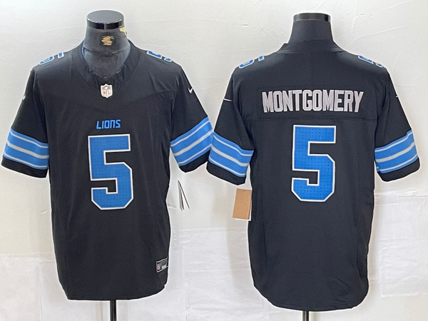 Men's Detroit Lions David Montgomery #5 Black 2nd Alternate Game Jersey