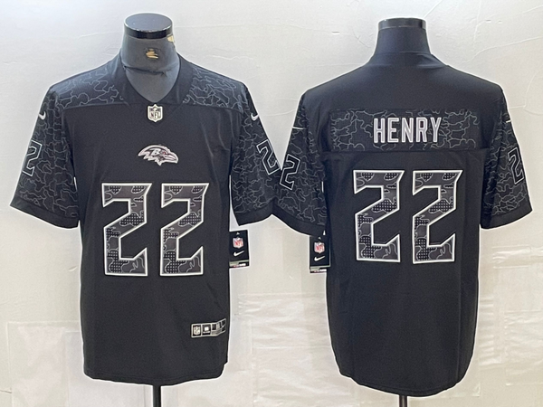 Men's Baltimore Ravens Derrick Henry #22 Black RFLCTV Limited Jersey