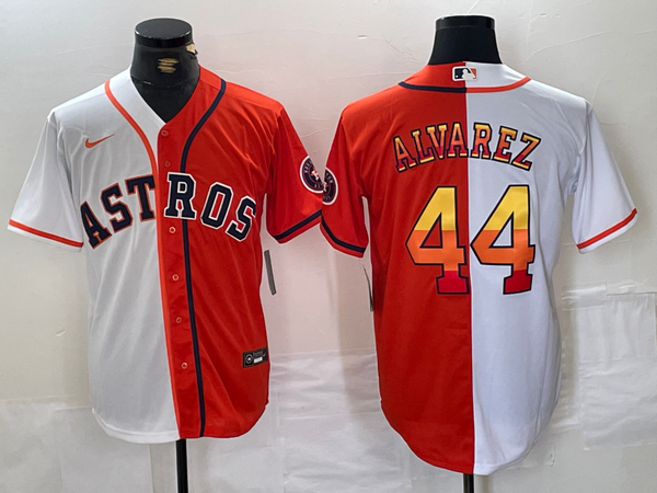 Men's Houston Astros Yordan Alvarez #44 White/Orange Replica Player Jersey