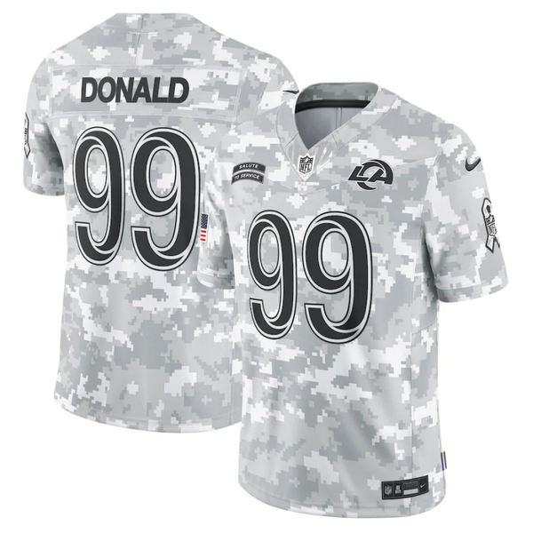 Men's Los Angeles Rams Aaron Donald #99 Arctic Camo 2024 Salute to Service Retired Player Limited Jersey