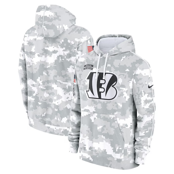 Men's Cincinnati Bengals Arctic Camo 2024 Salute to Service Club Fleece Pullover Hoodie