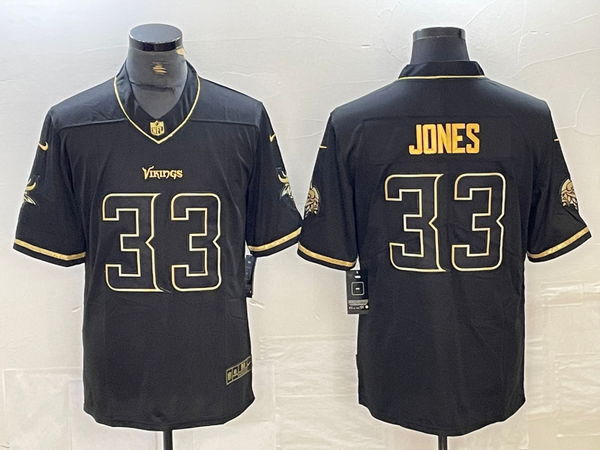 Men's Minnesota Vikings Aaron Jones #33 Black Player Game Jersey