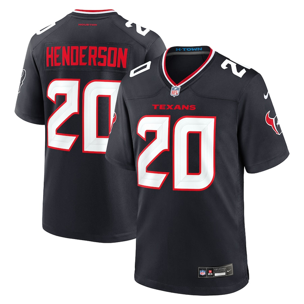 Men's Houston Texans C.J. Henderson #20 Navy Team Game Jersey