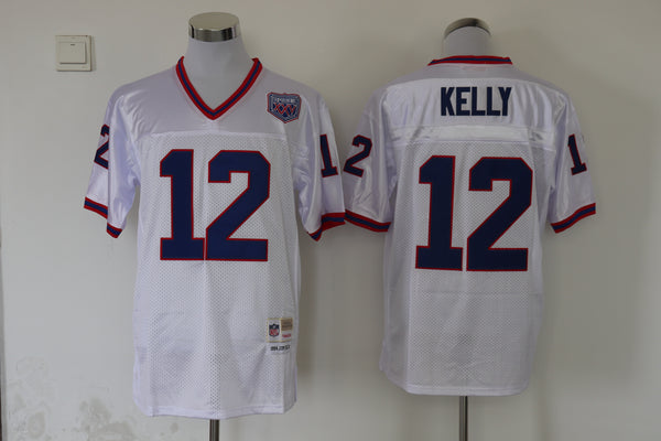 Men's Buffalo Bills Jim Kelly Mitchell & Ness White Legacy Replica Player Jersey