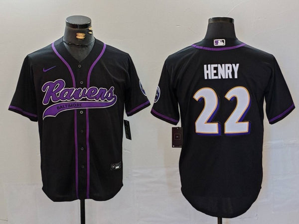 Men's Baltimore Ravens Derrick Henry #22 Black Alternate Game Jersey