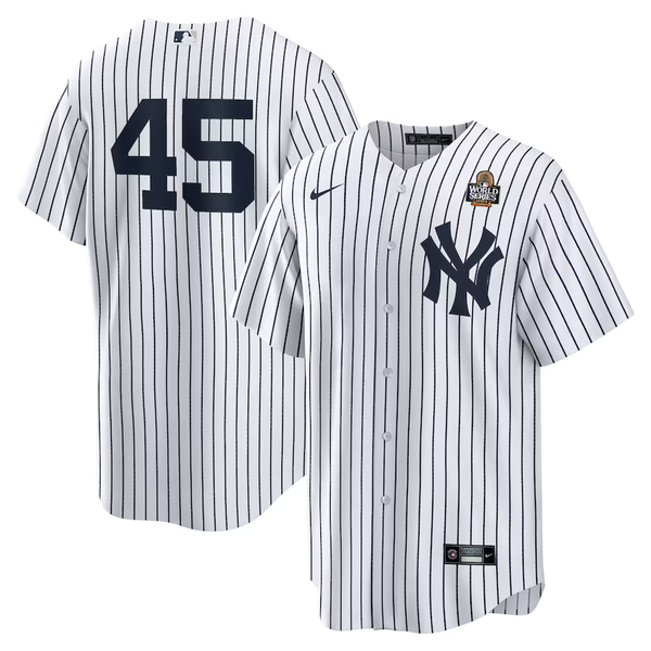 Men's New York Yankees Gerrit Cole #45 White 2024 World Series Home Replica Player Jersey