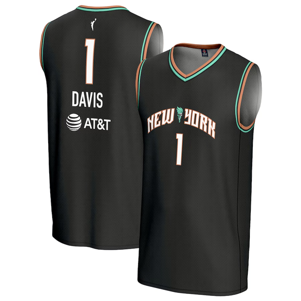 Men's New York Liberty Marquesha Davis #1 Black Player Jersey