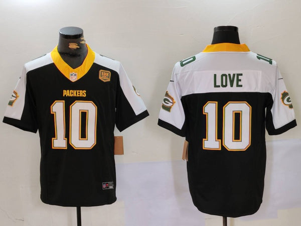 Men's Green Bay Packers Jordan Love #10 Black Game Jersey