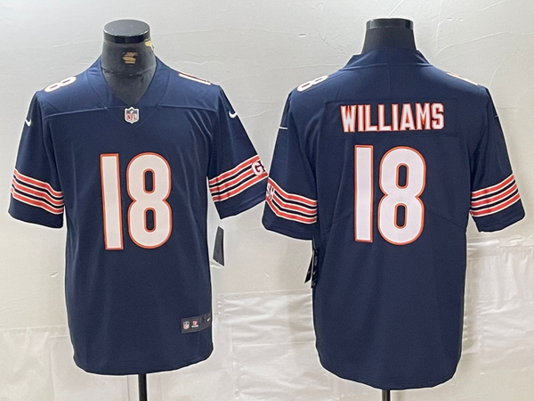 Men's Chicago Bears Caleb Williams #18 Navy 2024 NFL Draft First Round Pick Player Game Jersey