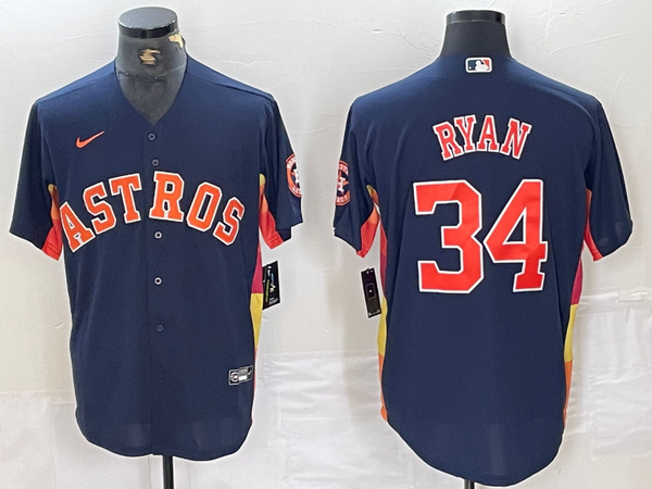 Men's Houston Astros Nolan Ryan #34 Navy Replica Team Jersey