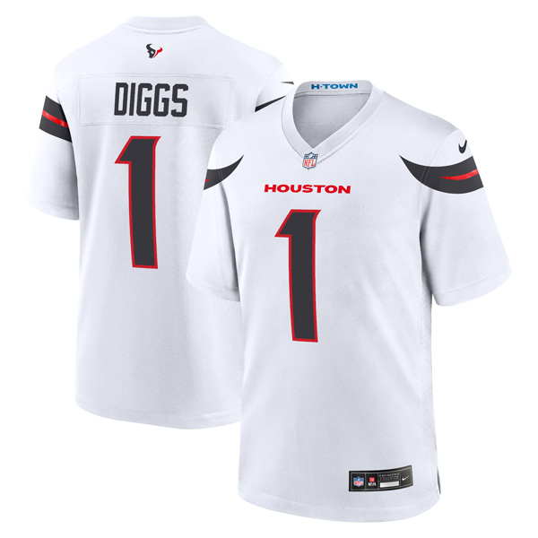 Men's Houston Texans Stefon Diggs #1 White Game Jersey