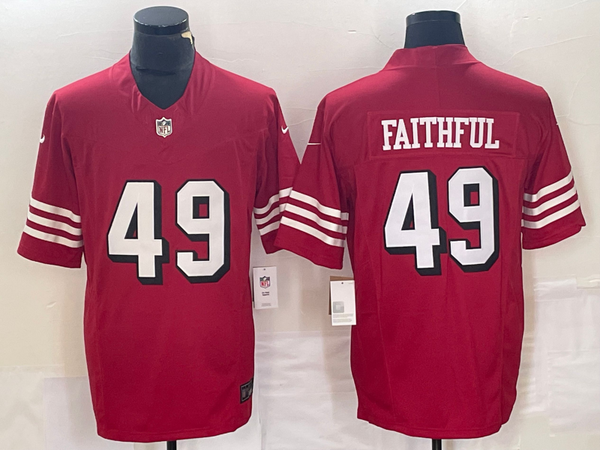 Men's San Francisco 49ers The Faithful #49 Red Gamer Player Jersey