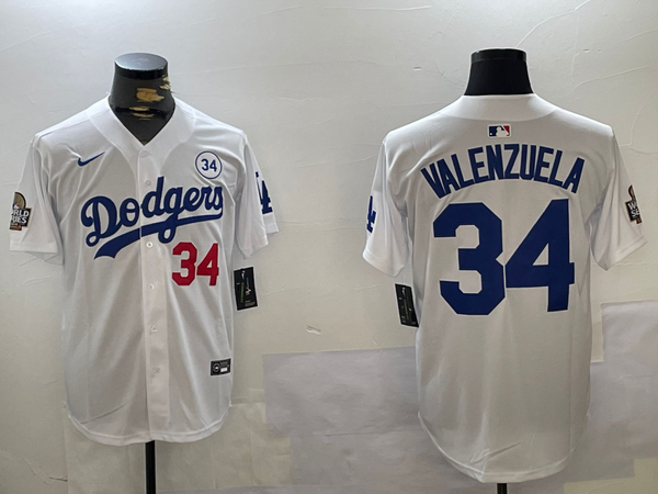 Men's Los Angeles Dodgers Fernando Valenzuela White Replica Player Jersey