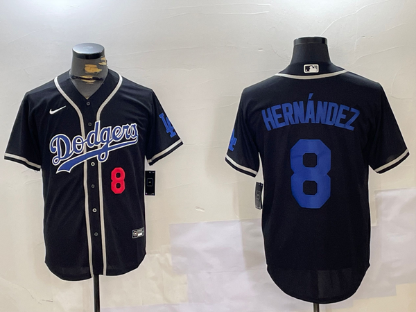 Men's Los Angeles Dodgers Enrique Hernandez #8 Black Replica Player Jersey