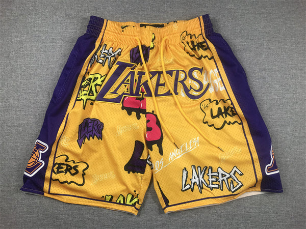 Men's Los Angeles Lakers Yellow Graffiti Edition Pocket Shorts