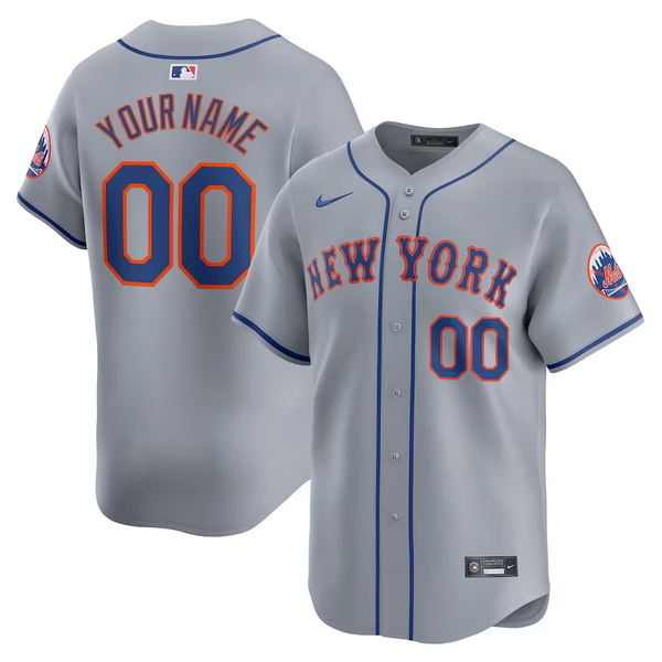 Men's New York Mets Gray Away Limited Custom Jersey