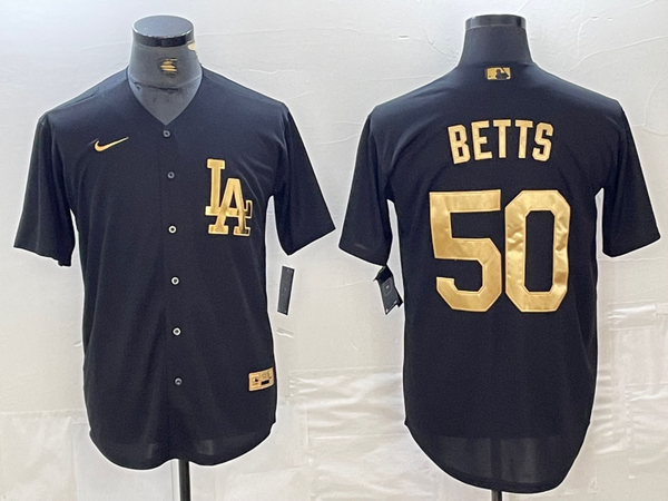 Men's Los Angeles Dodgers Mookie Betts #50 Black Limited Player Jersey