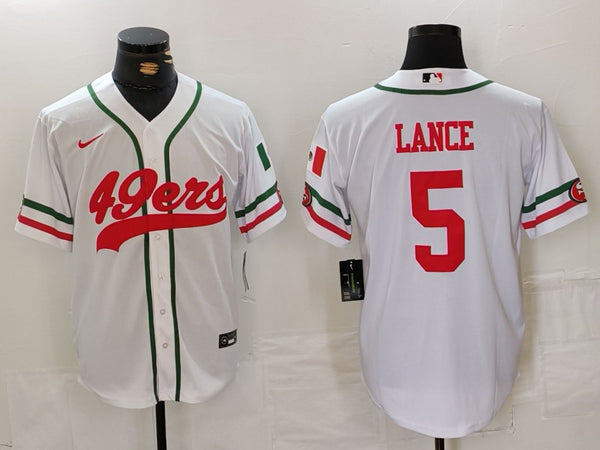 Men's San Francisco 49ers Trey Lance #5 White Game Player Jersey