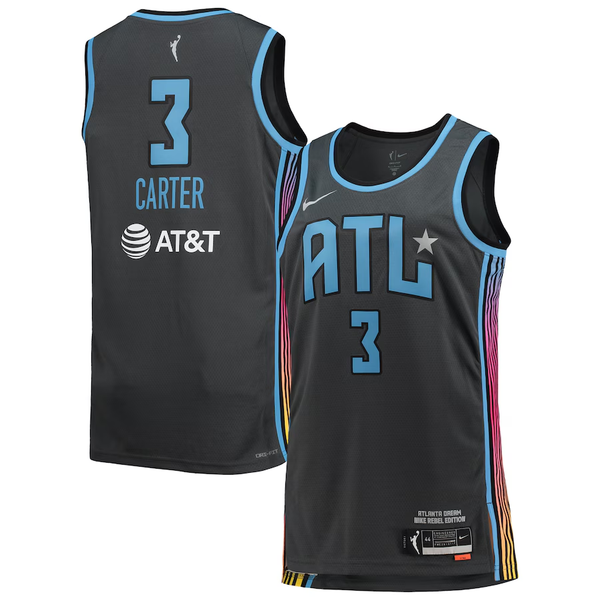 Men's Atlanta Dream Chennedy Carter #3 Black Rebel Edition Victory Player Jersey