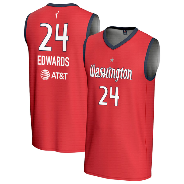 Men's Washington Mystics Aaliyah Edwards #24 Red Player Jersey