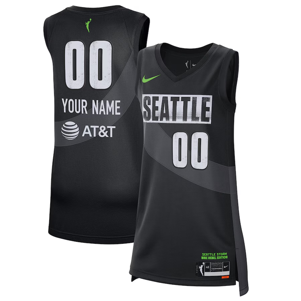 Men's Seattle Storm Black 2021 Rebel Edition Victory Custom Jersey