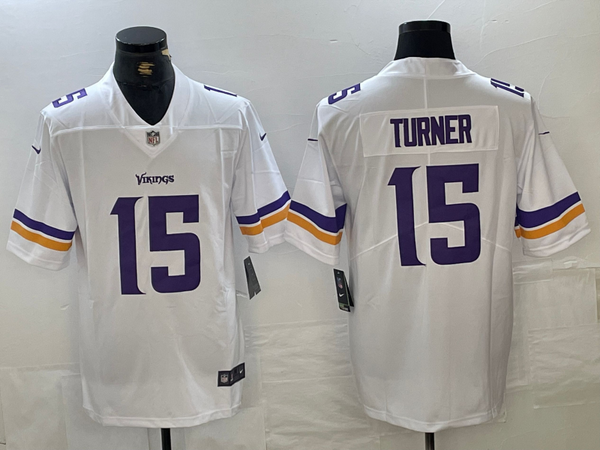 Men's Minnesota Vikings Dallas Turner #15 White Player Game Jersey