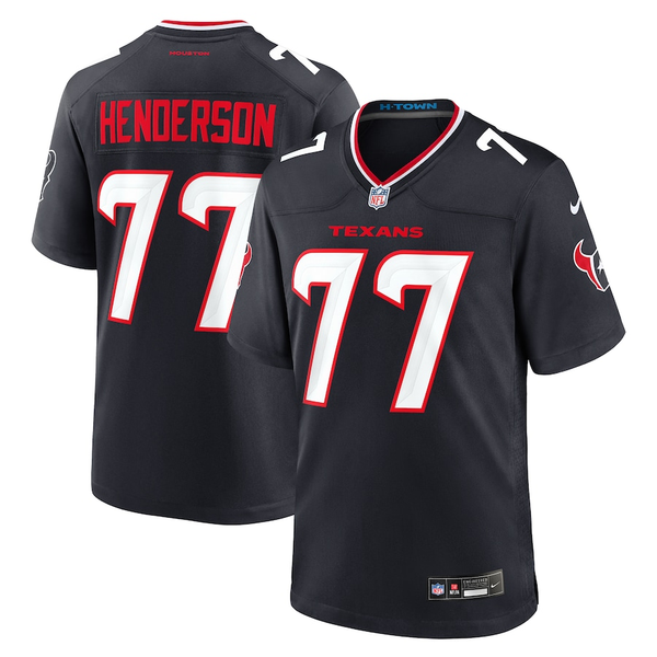 Men's Houston Texans LaDarius Henderson #77 Navy Game Jersey