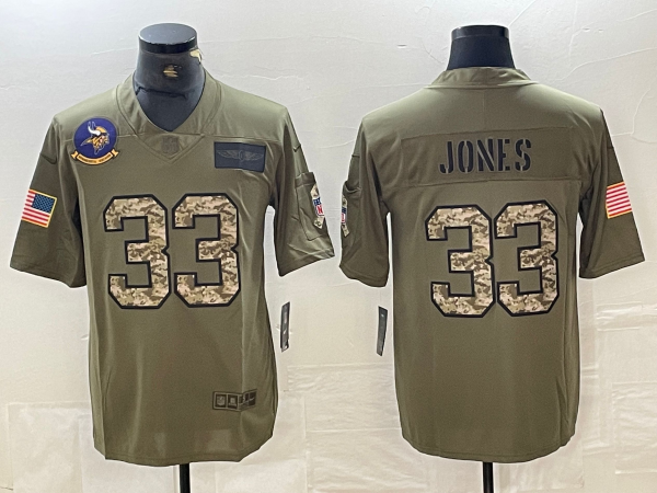 Men's Minnesota Vikings Aaron Jones #33 Olive Player Jersey