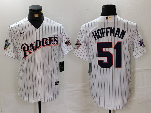 Men's San Diego Padres Trevor Hoffman #51 White Replica Player Jersey