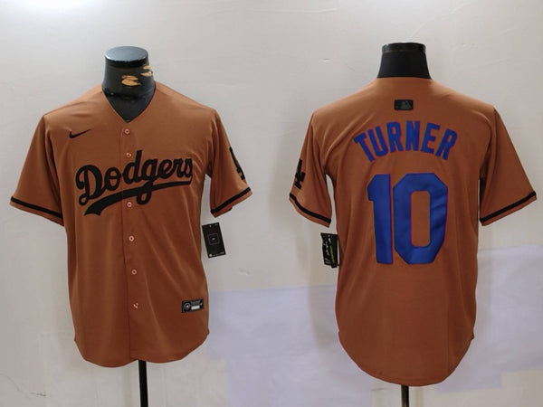 Men's Los Angeles Dodgers Justin Turner #10 Brown Replica Player Jersey