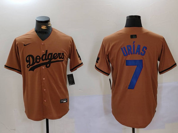 Men's Los Angeles Dodgers Julio Urias #7 Brown Replica Player Jersey