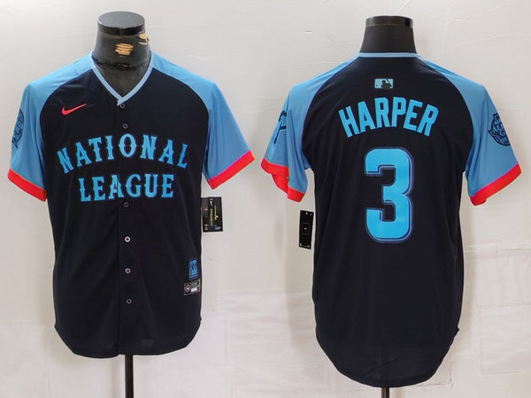 Men's National League Bryce Harper #3 Navy 2024 MLB All-Star Game Limited Player Jersey