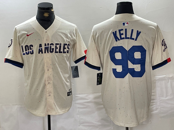 Men's Los Angeles Dodgers Joe Kelly #99 Cream 2024 City Connect Limited Player Jersey