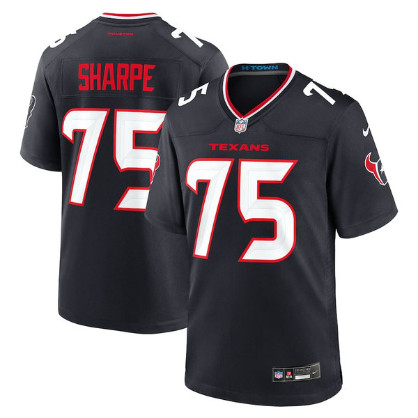 Men's Houston Texans David Sharpe #75 Navy Team Game Jersey