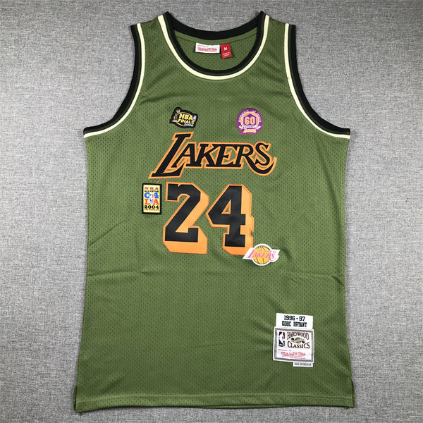 Men's Los Angeles Lakers Kobe Bryant #24 Army Green 1996-97 Hardwood Classics Swingman Jersey