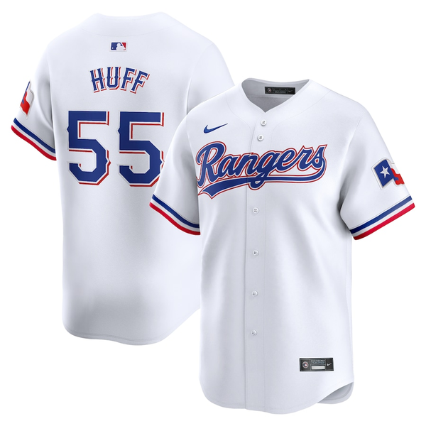 Men's Texas Rangers Sam Huff #55 White Home Limited Player Jersey