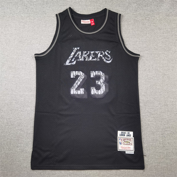 Men's Los Angeles Lakers LeBron James #23 Black 2018/19 Hardwood Classics Swingman Jersey