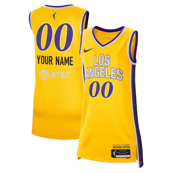 Men's Los Angeles Sparks Gold 2024 Rebel Edition Custom Jersey